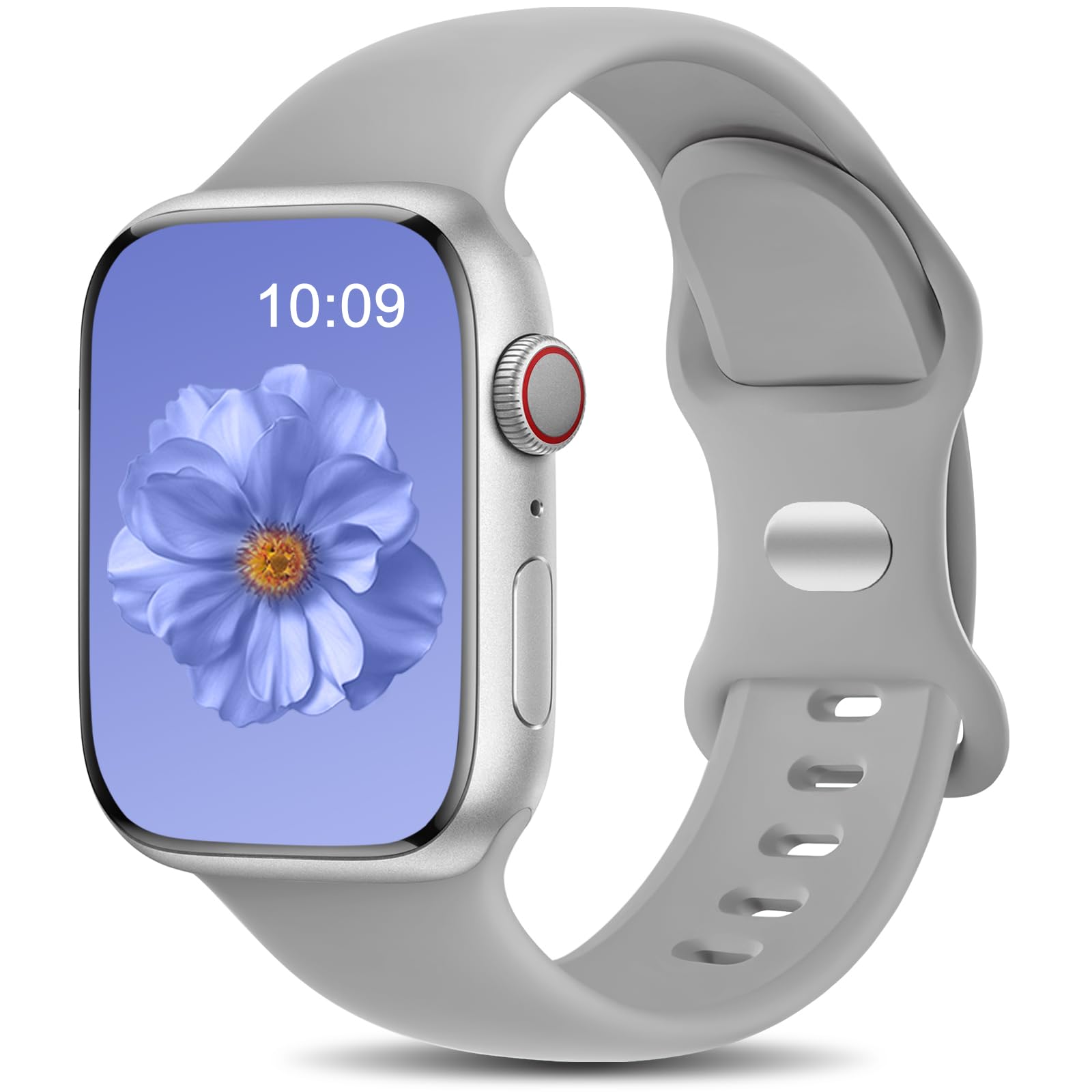 Charlam Compatible with Apple Watch Straps 44mm 45mm 46mm 42mm 49mm for Men Women, Sport Band Soft Silicone Replacement Strap for iWatch SE Series 11 10 9 8 7 6 5 4 3 2 1 SE 3, Grey