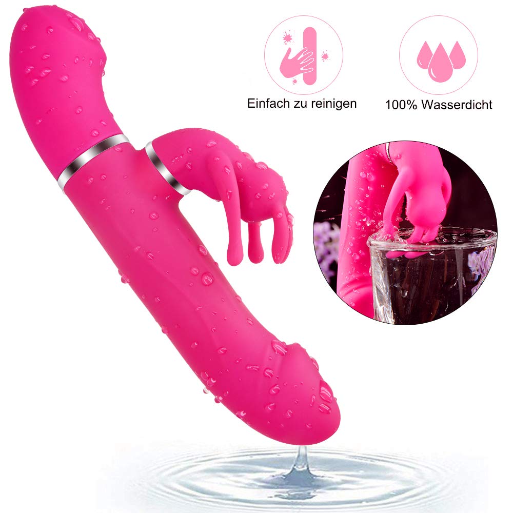 Rabbit Vibrator Set, Dual Motor Vibratoren für Sie Klitoris und G-punkt mit Stoßfunktion, 360° Drehkopf mit 7 Modi, Silikon Realistischer Dildo Klitorisstimulator, Sexspielzeug für Frauen