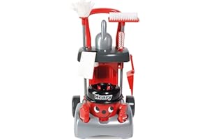 Casdon Henry & Hetty Toys - Henry Deluxe Cleaning Trolley - Red Henry-Inspired Toy Playset with Working Hand Vacuum - Kids Cl