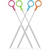 AONEZ 4 Pcs Straw Cleaner Brush Set with Color Hanging Loop | Color-Coded for Better Organization; Easy to Find in Drawer; Multi-Purpose Cleaning; Dishwasher Safe; Durable Bristle;