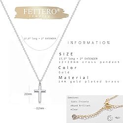 Fettero Cross Necklace Sliver Faith Pendant 14K