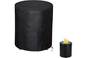 SheeChung Fire Pit Round Cover 24" D X 27" H,Heavy Duty 600D Waterproof & Weather Resistant Outdoor Cover,Fits 20-24 inch Column Propane Gas Firepit Bowl
