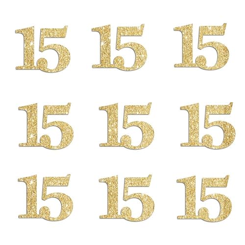 Amazon Com Gold Glitter 15 Confetti 15th Birthday Quinceanera