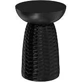 SIMPLIHOME Boyd 13" Wide Solid Wood Round End Table in Black | Contemporary accent table, handcrafted and assembled; nightstand, lamp stand, or side table for living room or bedroom.