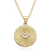 Ldqshanz Dainty Necklace Initial Necklace For Women Round Moon star Clover Pendant Chain Coin Necklaces