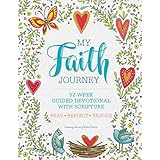 My Faith Journey: 52 Week Guided Devotional with Scripture (Quiet Fox Designs) Lined Journal Filled with Spiritual Activities, Ready-to-Color Drawings, Uplifting Messages, &amp; Insightful Prompts