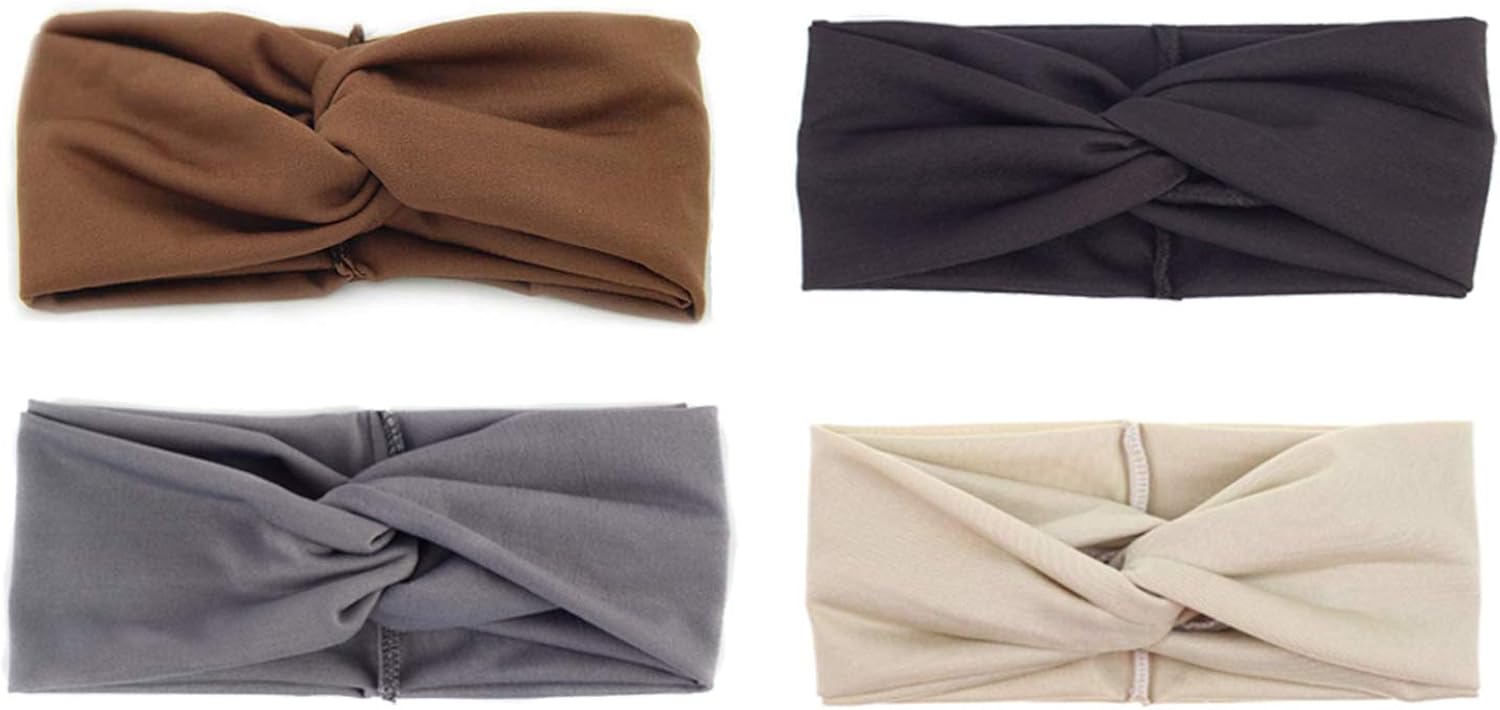 RIOSO Turban Headbands for Women Twisted Boho Headwrap Yoga Workout Sport Thick Head Bands(4 pack) at  Women’s Clothing store