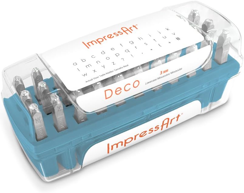 ImpressArt Deco Lowercase Letter Metal Stamps Set, 3mm
