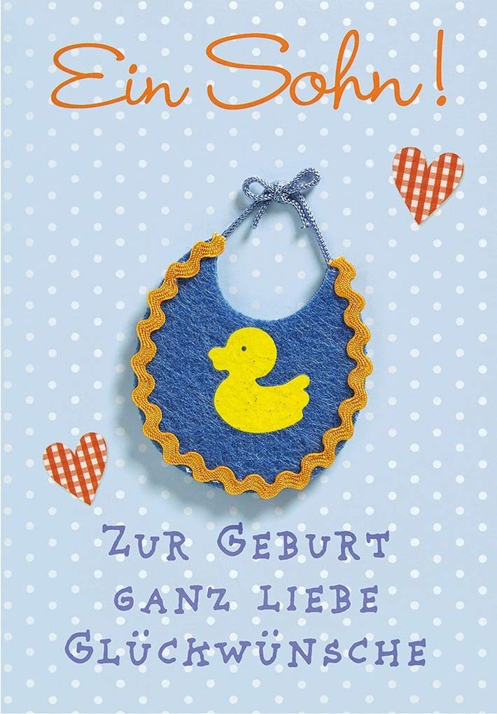 Birth Card Lifestyle Bib Boy, Baby Welcome Card, Felt 11.6 x 16.6 cm