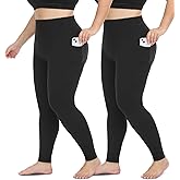 Hi Clasmix 2 Pack Plus Size Leggings for Women-High Waisted Tummy Control 1X-4X Soft Casual Yoga Pants for Curvy Women