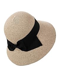 Jeff & Aimy - Sombrero de playa con pajita UPF 50 para verano, con ala ancha