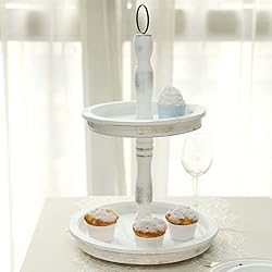 Efavormart 20" Rustic Whitewashed 2-Tier Wooden