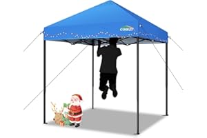COBIZI 6.6x6.6ft Pop Up Canopy Tent, Heavy Duty Canopy Easy Set up All Weather Waterproof Outdoor Canopy Tent for Parties, Beach, Garden, Camping with 1 Handbag, 3 Adjustable Heights, UPF50+, Blue