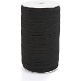 80 Yards Elastic Band for Sewing, 1/4 inch Wide Stretch Strap High Elastic Cord for Sewing Crafting DIY - Black