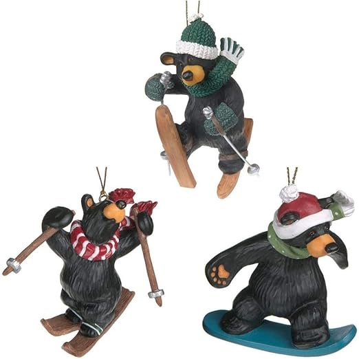NPD Black Bear 3 Skiing Christmas Ornaments Set Home & Kitchen