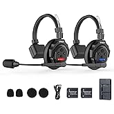 SYNCO XTALK X2 Wireless Intercom Headset System, 2.4GHz Communication Headset for 2-Person with 24H Workingtime 350M/1148FT, Xtalk-Communication-Headsets-Intercom