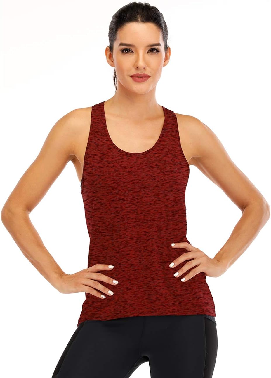 Fihapyli Women's Cross Back Yoga Shirt Backless Workout Tops for Womens Racerback Tank Tops Open Back Running Muscle Tanks: Clothing