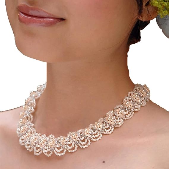 Amazon ネックレス ウエディング イヤリング ウェディング ネックレスセット アクセサリー ウェディングネックレス レース調 パール N20 ワンピース チュニック 通販