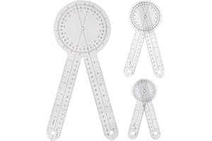 BSDURABLE Goniometer 3-Piece Goniometer Set, 12/6/8 inch 360-degree Transparent Protractor Body Measurement with Physical Therapy Goniometer Measuring Square (12/6/8 inch)