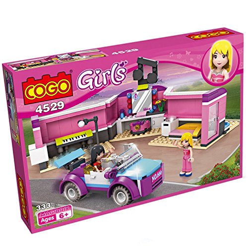 COGO 4529 Folding Expanding House, Girls Pop Star Music Studio Building Blocks Play Set Birthday Gift Present Toy for Girls Age 6 333 Bricks