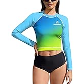 BesserBay Women's UPF 50+ Long Sleeve Rashguard Swimming Crop Top