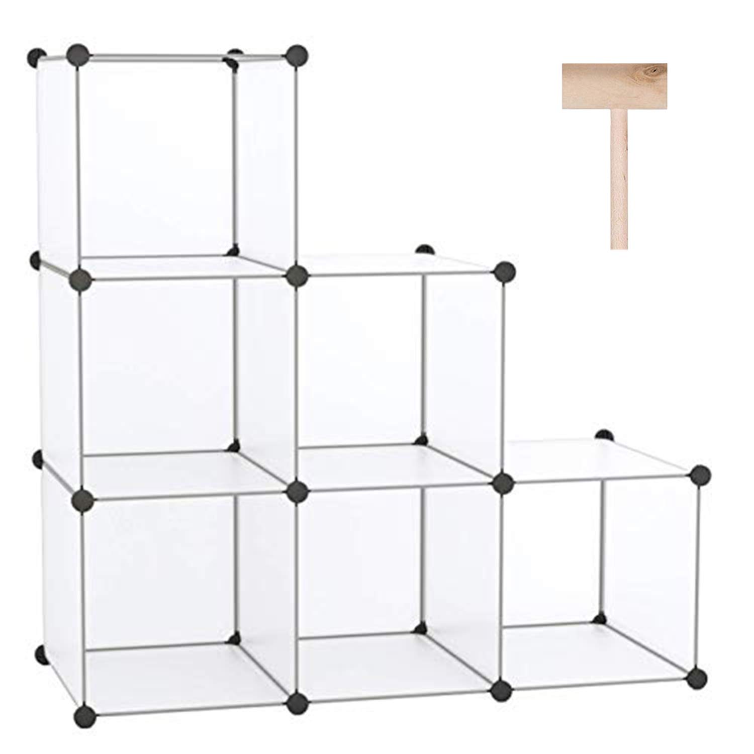 Photo 1 of **MISSING CONNECTORS AND MALLET/ONLY PANELS**C&AHOME Cube Storage Organizer, 6-Cube Shelves Units, Closet Cabinet, DIY Plastic Modular Book Shelf, Ideal for Bedroom, Living Room, Office, 36.6" L x 12.4" W x 36.6" H Translucent White SBTM3506A