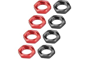 JINOARC 8pcs Alloy Wheel Nuts 17mm Thread 1.0 for Arrma 6s 3s Typhon Notorious Kraton Outcast Talion Infraction Limitless Felony Mojave(Black+Red