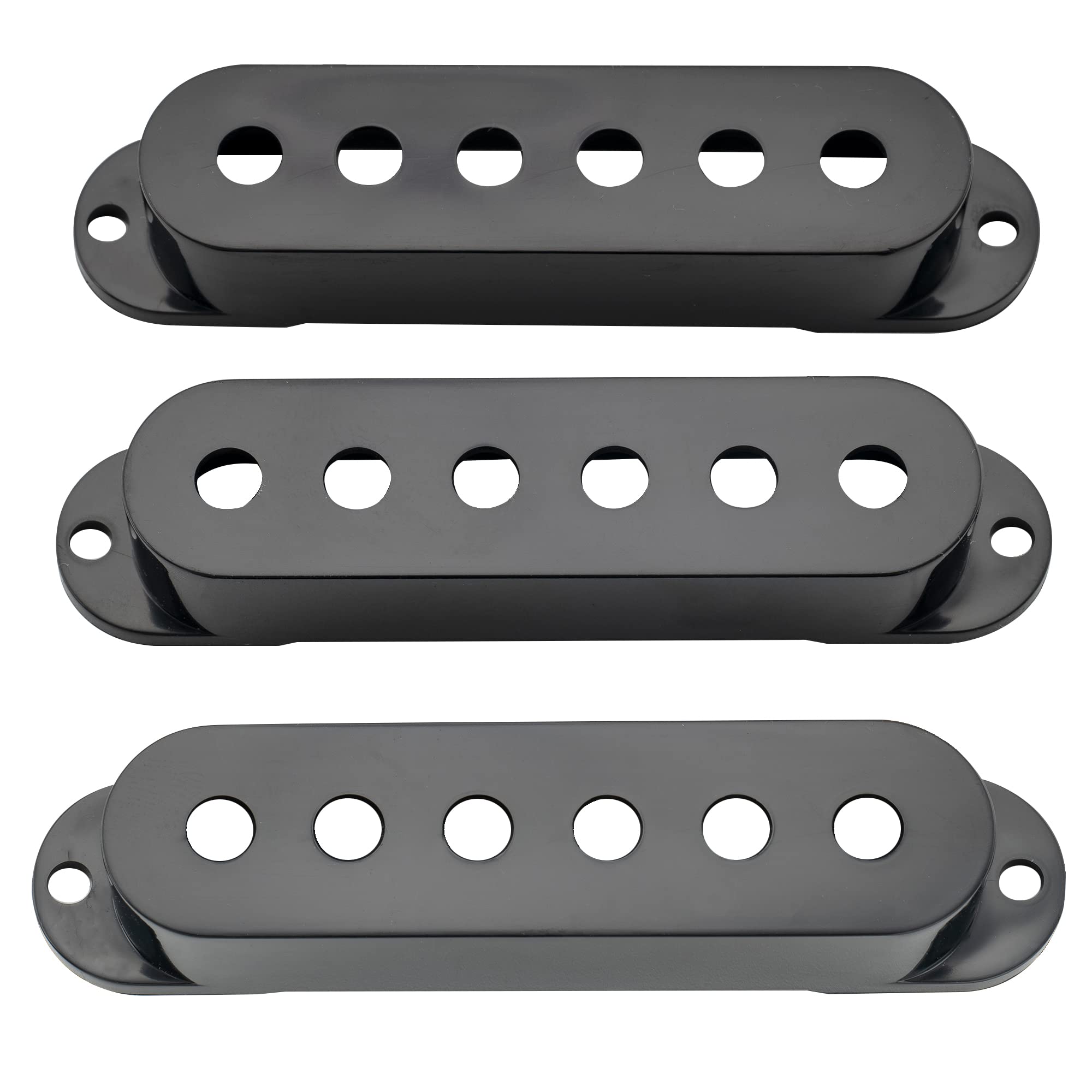 Musiclily Pro Plastic 50/50/52mm Single Coil Pickup Covers Set for Import Strat Squier Electric Guitar, Black(Set of 3)