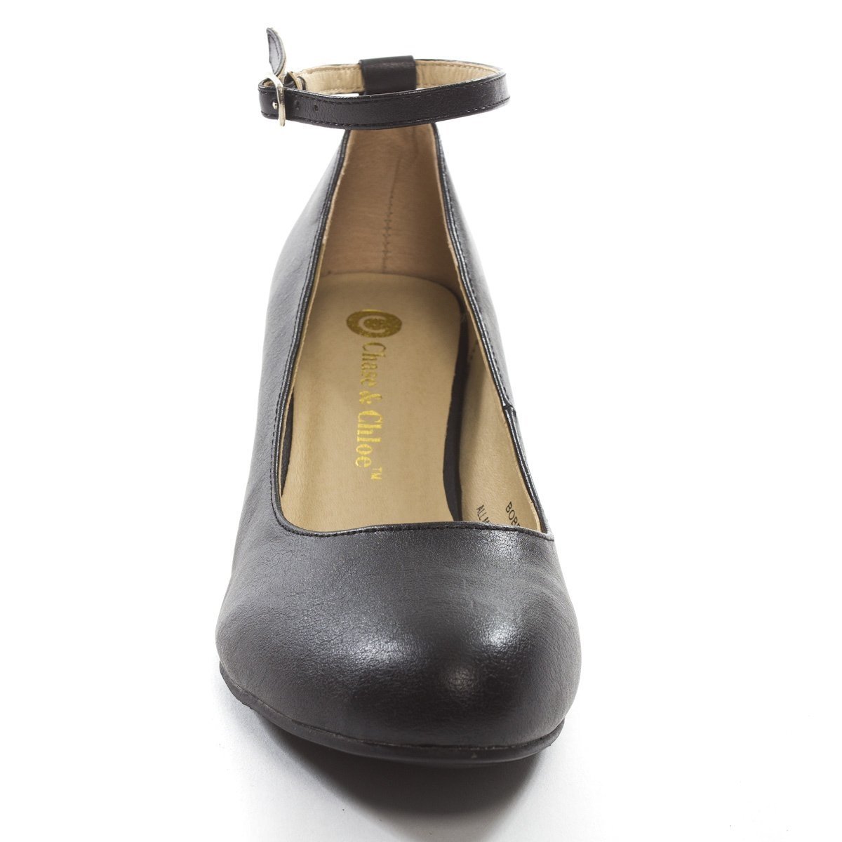 Chase & Chole Bobby-1 Women's Closed Toe Low Wedge Ballet Flat Mary Jane Ankle Strap, Black, 10 B (M) US - Image 6