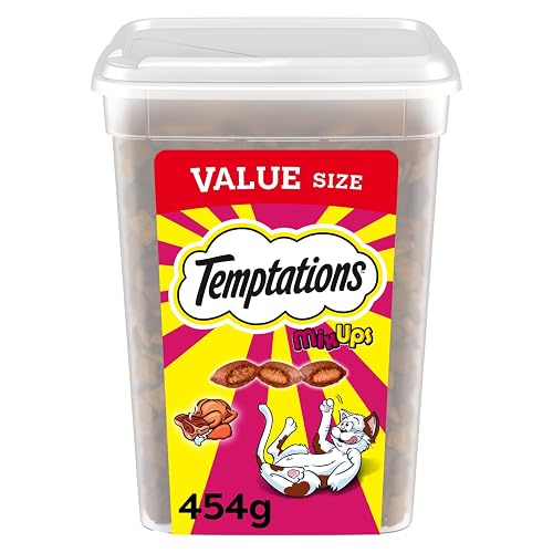 TEMPTATIONS Mix-Ups Cat Treats, (Chicken, Turkey & Beef Flavour), 454g Tub