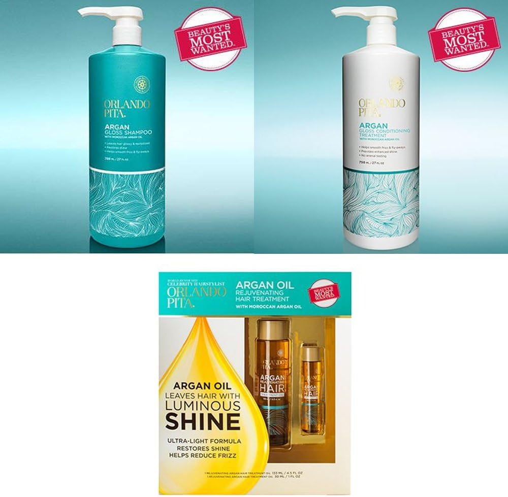 Kamal Ohava Beauty's Most Wanted Bundle: 3 Items: Orlando Pita Argan Shampoo, Conditioner and Oil