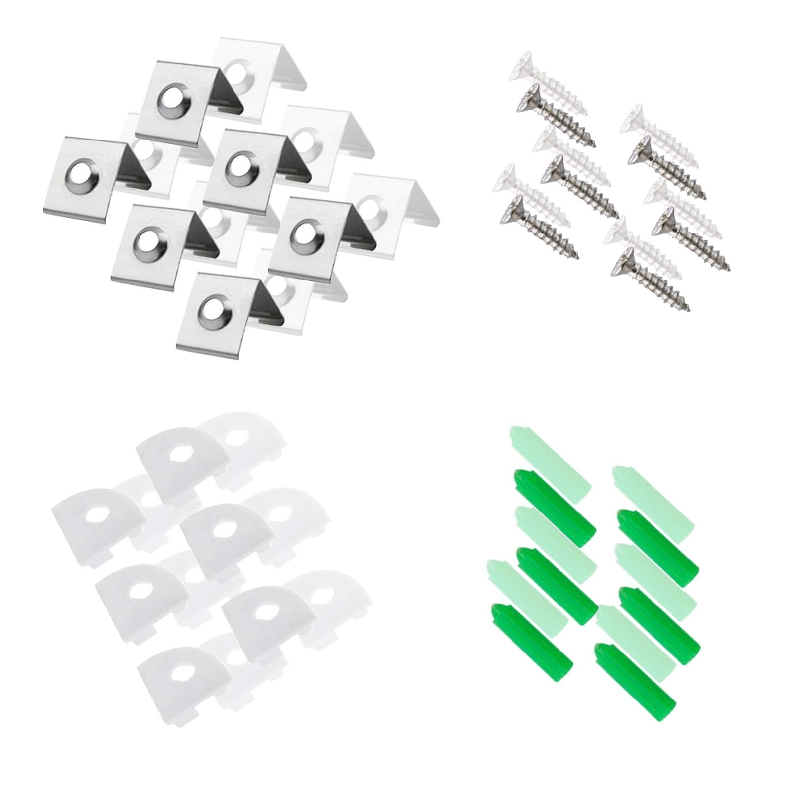 6 Pairs V Shape LED Aluminum Channel System Accessories, Include End Caps, Mounting Clips, Expansion Tube with Screw, for LED Aluminum Profile (Fit: 6 or 12 Pack V02)