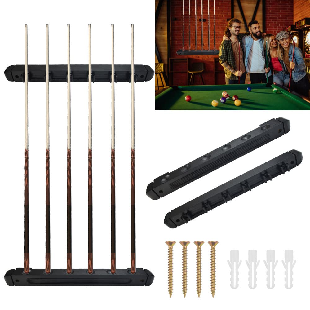 STCRERAG Billiard Wall Mount,Snooker Pool Cue Wall Mounted Rack,Billiard Cue Holder 6 Billiard Cue,Billiard Accessories Cue Holder for Schools,Home,Clubs