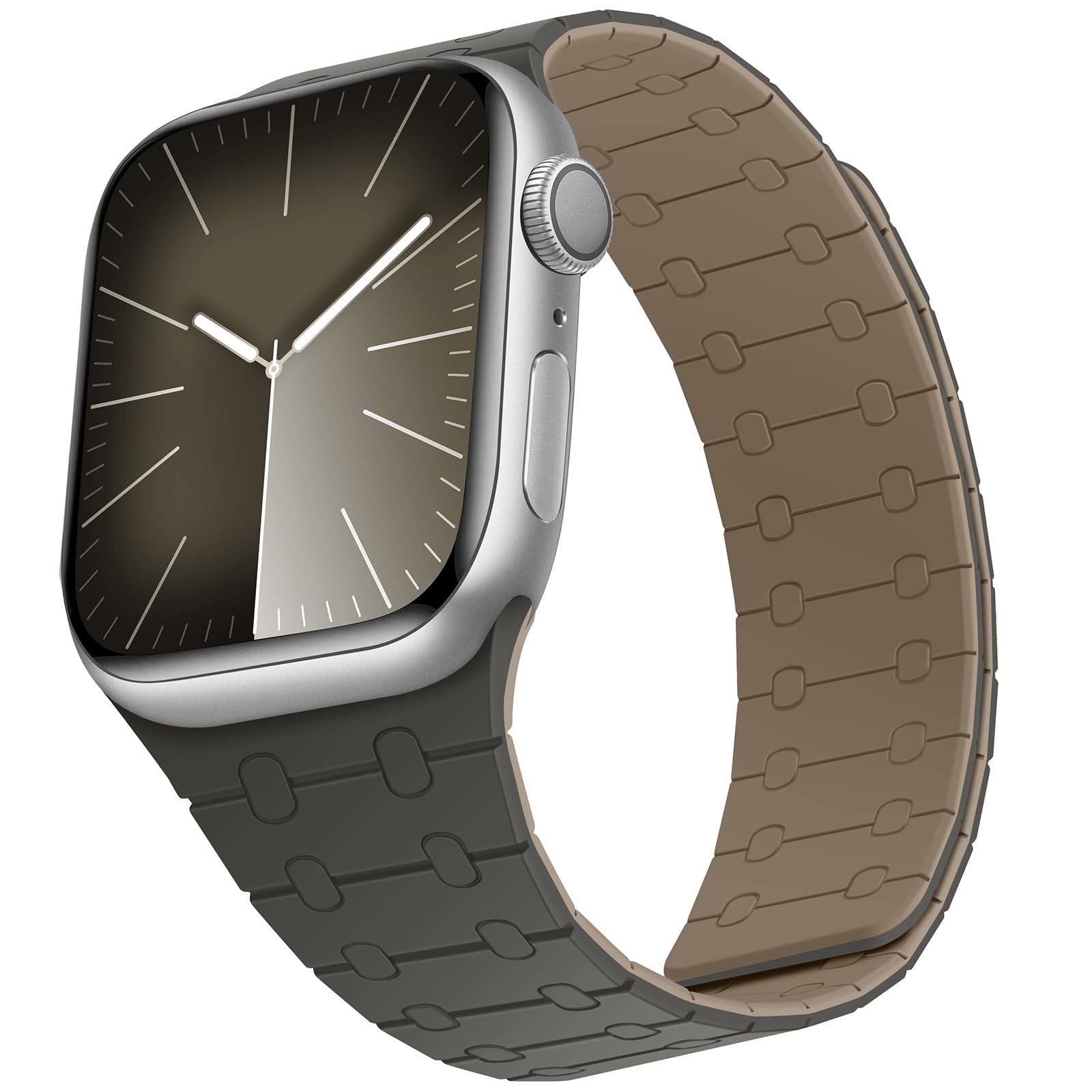 ZZDZZ Compatible with Apple Watch Straps 49mm 46mm 45mm 44mm 42mm 41mm 40mm 38mm, Silicone Magnetic Adjustable Loop Strap for iWatch Ultra3/2/1 Series 11 10 9 SE3 8-1 (41/42/40/38, Gray Coffe)