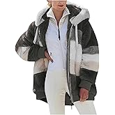 2024 New Rcontrasting Lamb Wool Padded Coat Sherpa Hoodie Lined Jacket Women Faux Fur Shearling Fleece Zip Shacket