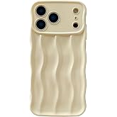 Caseative for iPhone 17 Pro Case, White | Water Ripple Pattern Curly Wave Frame Soft