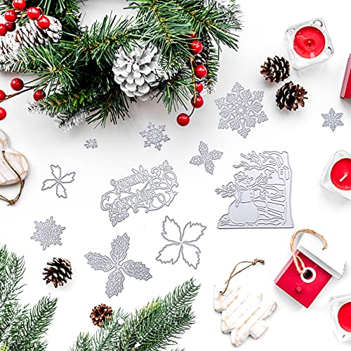 13 Pieces Merry Christmas Metal Cutting Dies Snowflake Christmas Tree