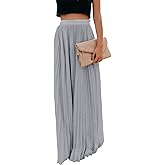 ebossy Women's High Waist Flowy Pleated Chiffon Maxi Skirt