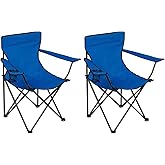 SAILARY Folding Camping Chair with Cup Holder, 225lbs Capacity, Portable Foldable Chair with Large Anti-Sink Feet, PE Coated Fabric for Outdoor, Beach, Fishing, Backpacking, Blue 2PCS