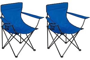 SAILARY Folding Camping Chair with Cup Holder, 225lbs Capacity, Portable Foldable Chair with Large Anti-Sink Feet, PE Coated Fabric for Outdoor, Beach, Fishing, Backpacking, Blue 2PCS