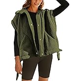 Yozazzy Sherpa Vest Women Oversized Sleeveless Fleece Fuzzy Jacket Winter Zip Up Gilet Outerwear with Pockets