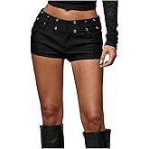 Floerns Women's Y2k Straight Leg Shorts Low Rise Going Out Skinny Mini Shorts