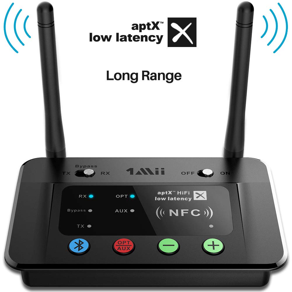 1Mii B03 Long Range Bluetooth 4.2 Transmitter Receiver Bluetooth Audio  Adapter Bluetooth Transmitter, aptX Low Latency & HiFi Sound, Optical RCA  AUX 3.5mm ...