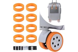 OlibaDu Luggage Wheels Covers with Strap, Fits Most 8-Spinner Wheel Sets, Protects and Securely Carries Your Luggage, 9 Pcs (Orange)