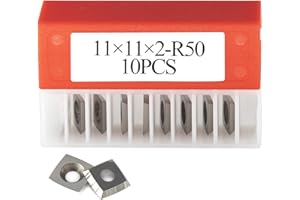 DIRTECH 11mm Square Carbide Inserts Cutters Knives Blades with 2” Radius 11×11×2.0mm-R50-30°for Woodworking Spiral/Helical Planer Cutter Head or Lathe Turning 10pcs