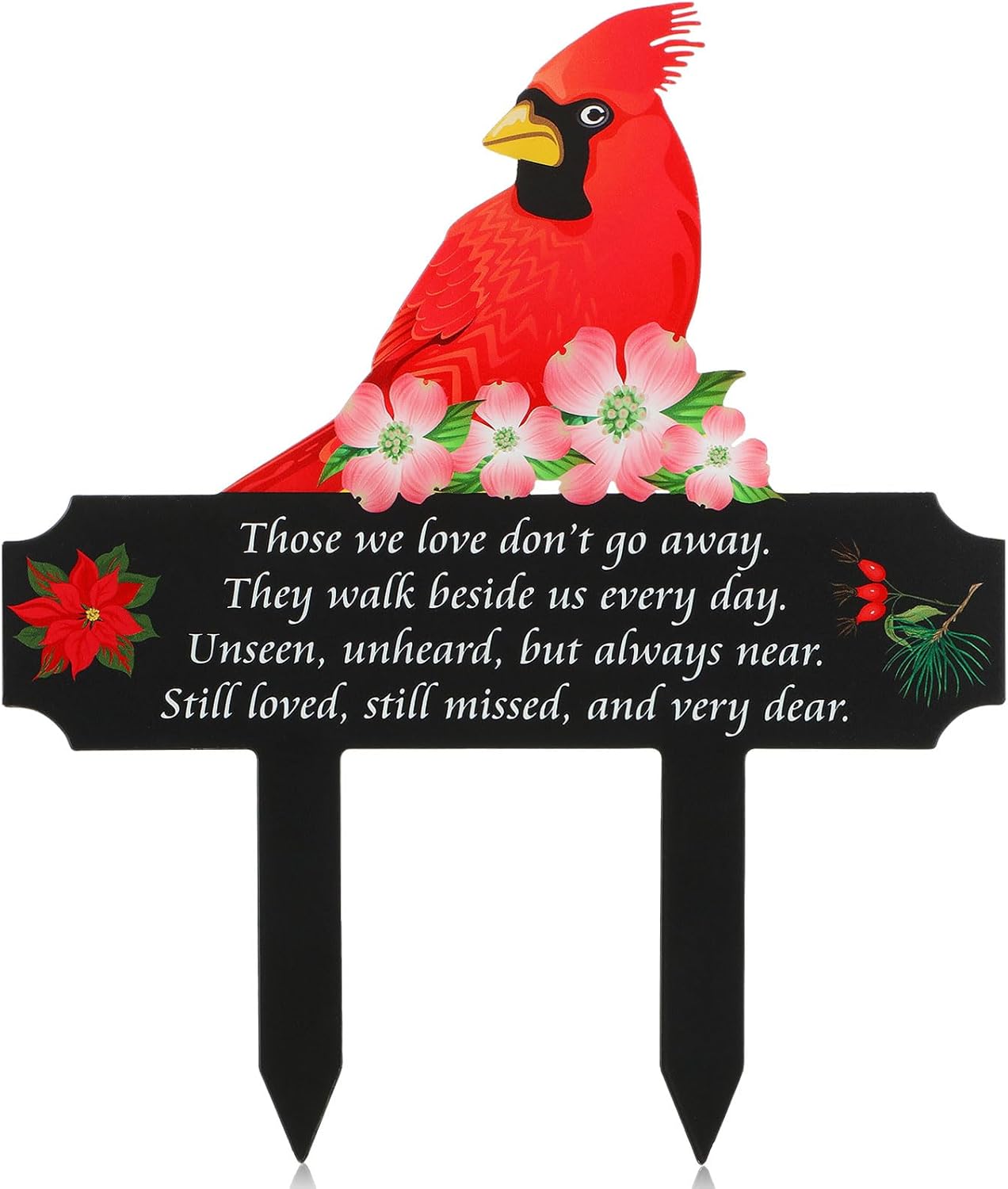 Decorative Garden Stakes - Kigley Cardinal Grave Decorations Cemetery Plaques for Cemetery Garden Decoration Waterproof Memorial Grave Marker Metal Memorial Gift for Loss of Loved One Memorial Garden Stake for Christmas Yard