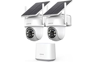 ANSQUE Solar Security Cameras Wireless Outdoor, 2-Cam Kit, No Monthly Fee, 2K Color Night Vision with Solar Panel, Local Stor