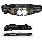 NICRON Rechargeable Headlamp, High Bright 1600 lumens 180° Rotating Aluminum LED Head Lamp with 3 Light Sources 10 Modes Waterproof Head Flashlight H35+ for Camping Hunting Running Fishing (Camo)