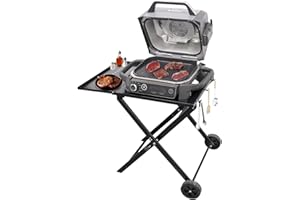 Demao Stand for Ninja Woodfire Outdoor Grill (OG701 Only), Outdoor Folding Grill Table Stand for Ninja OG700 Series, Heavy Duty Steel Cart as XSKSTAND, Black