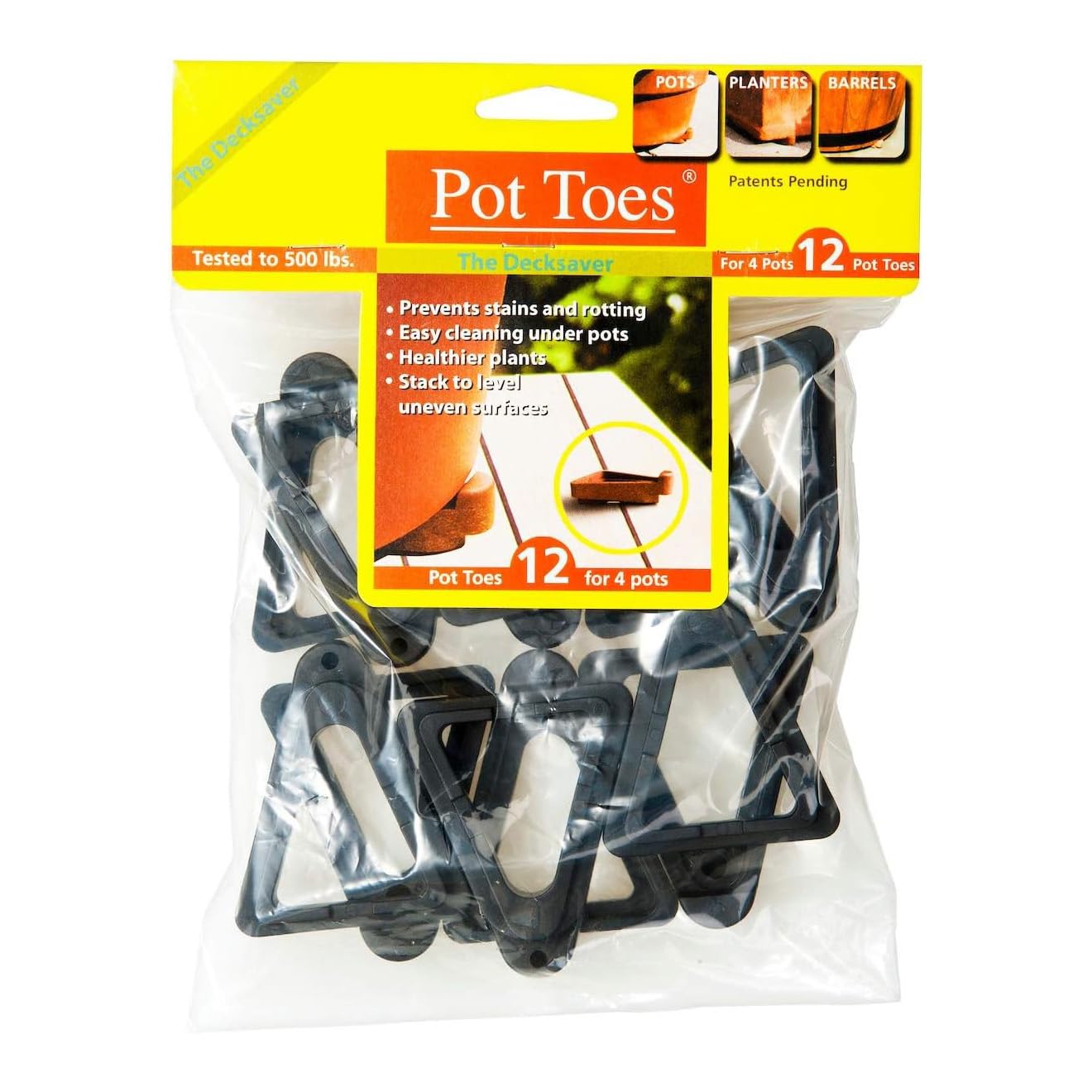 Bosmere Pot Toes, Black (Pack of 12)